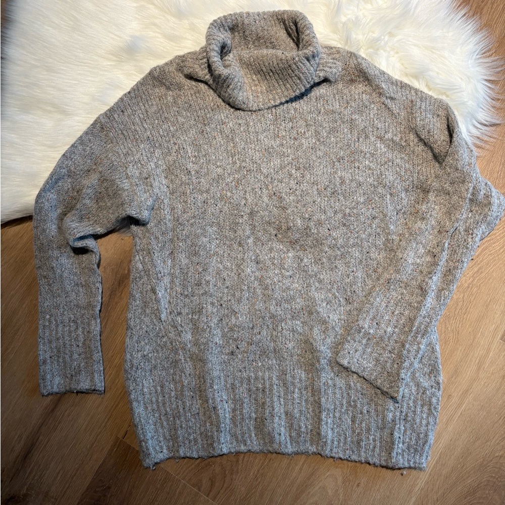 Babaton Gray Chunky Knit Turtleneck Sweater